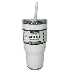 REDUCE COLD1 Stainless steel 34 oz. tumbler Straw White Silver 3 in 1 lid NEW